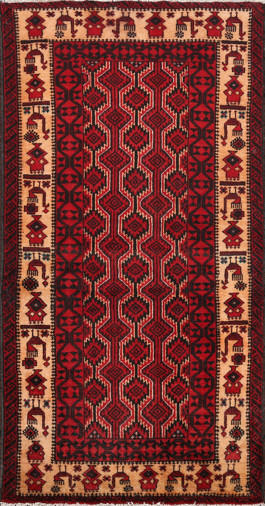 Geometric Balouch Persian Area Rug 3x6