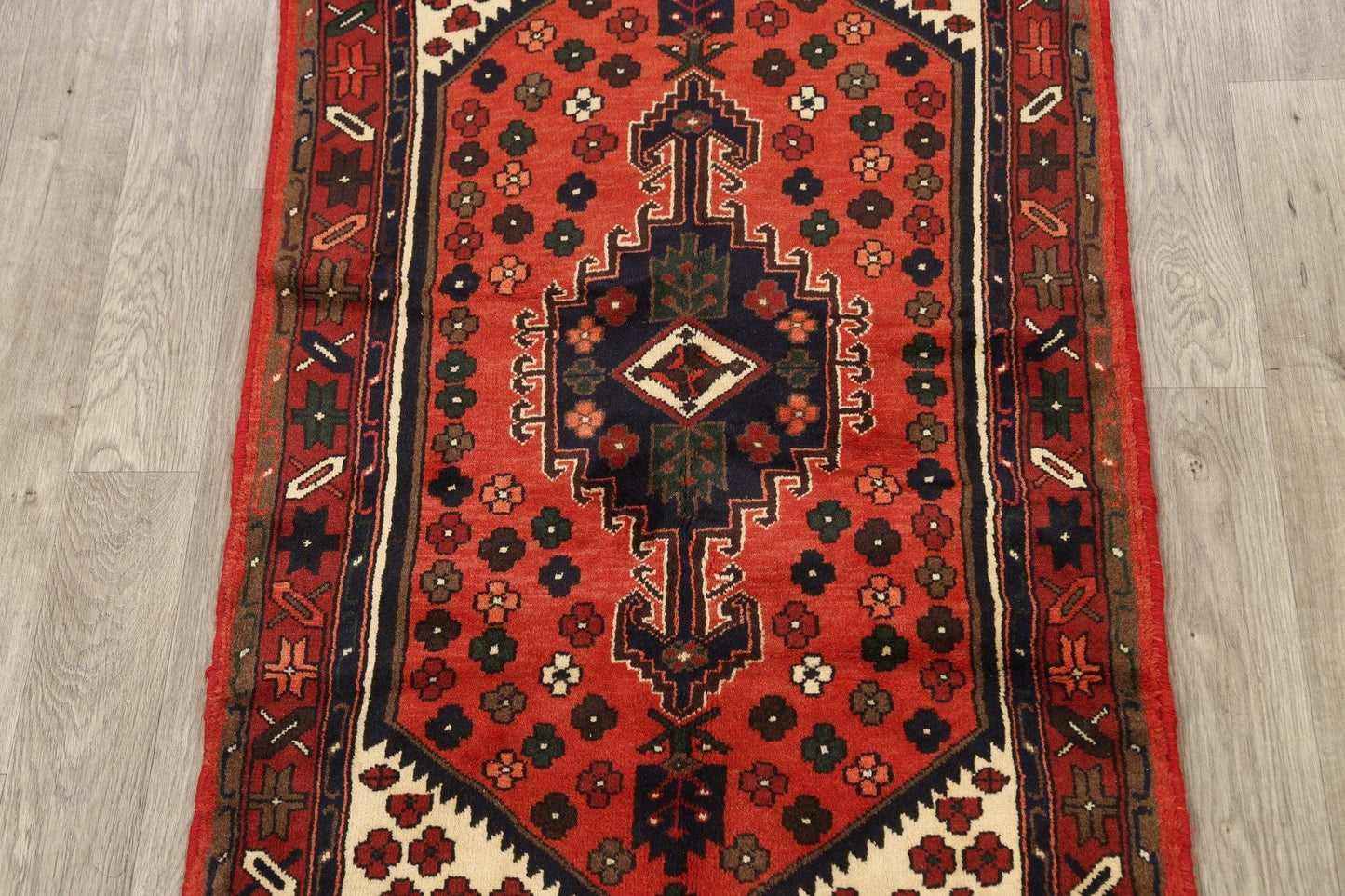 Geometric Hamedan Persian Area Rug 3x5