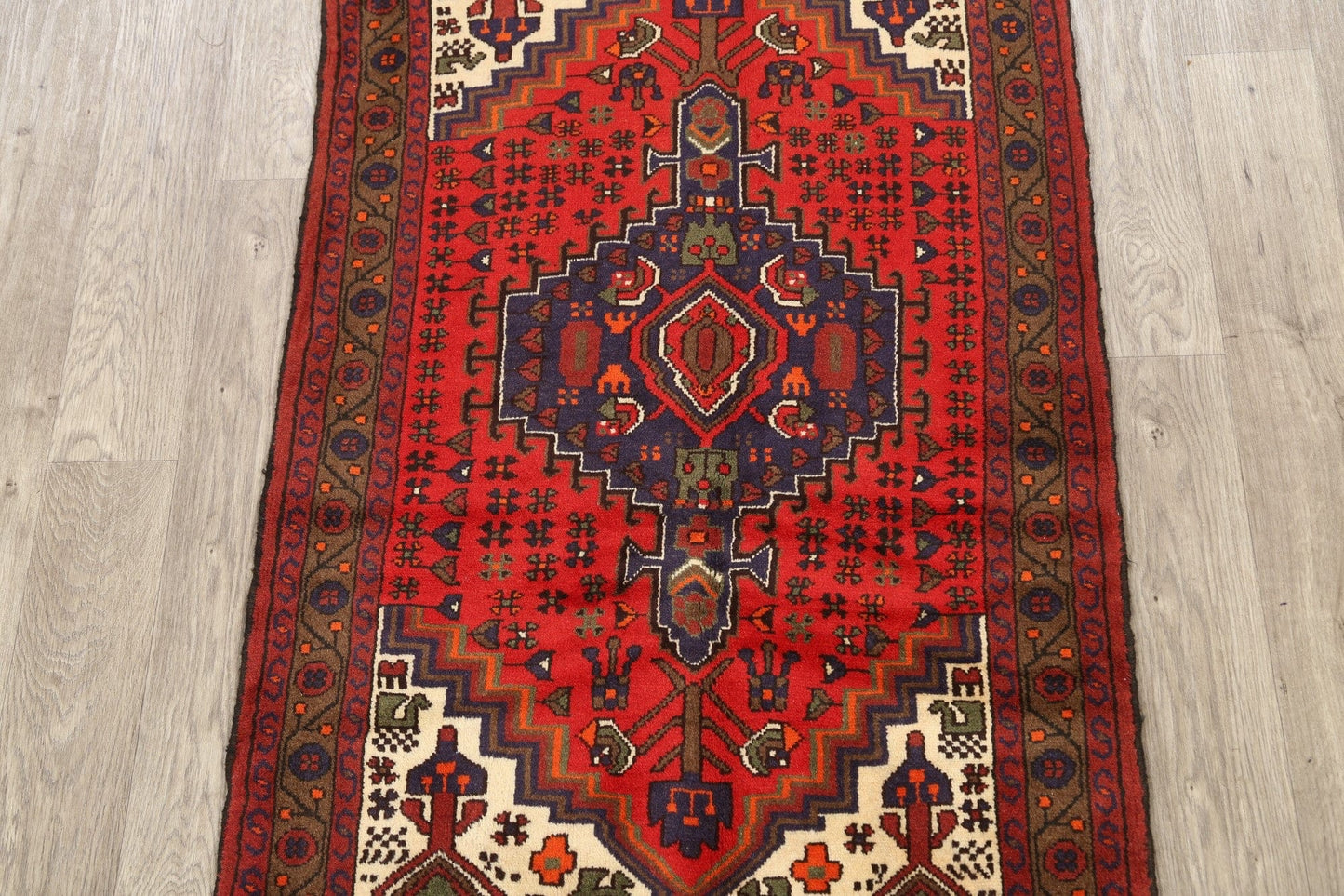 Geometric Hamedan Persian Area Rug 3x5