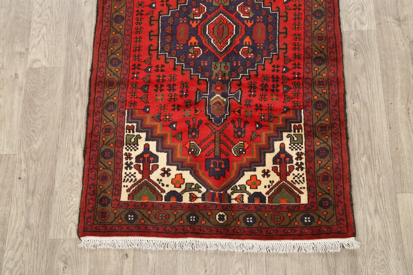 Geometric Hamedan Persian Area Rug 3x5