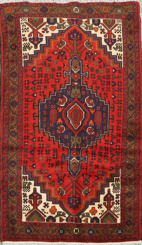 Geometric Hamedan Persian Area Rug 3x5