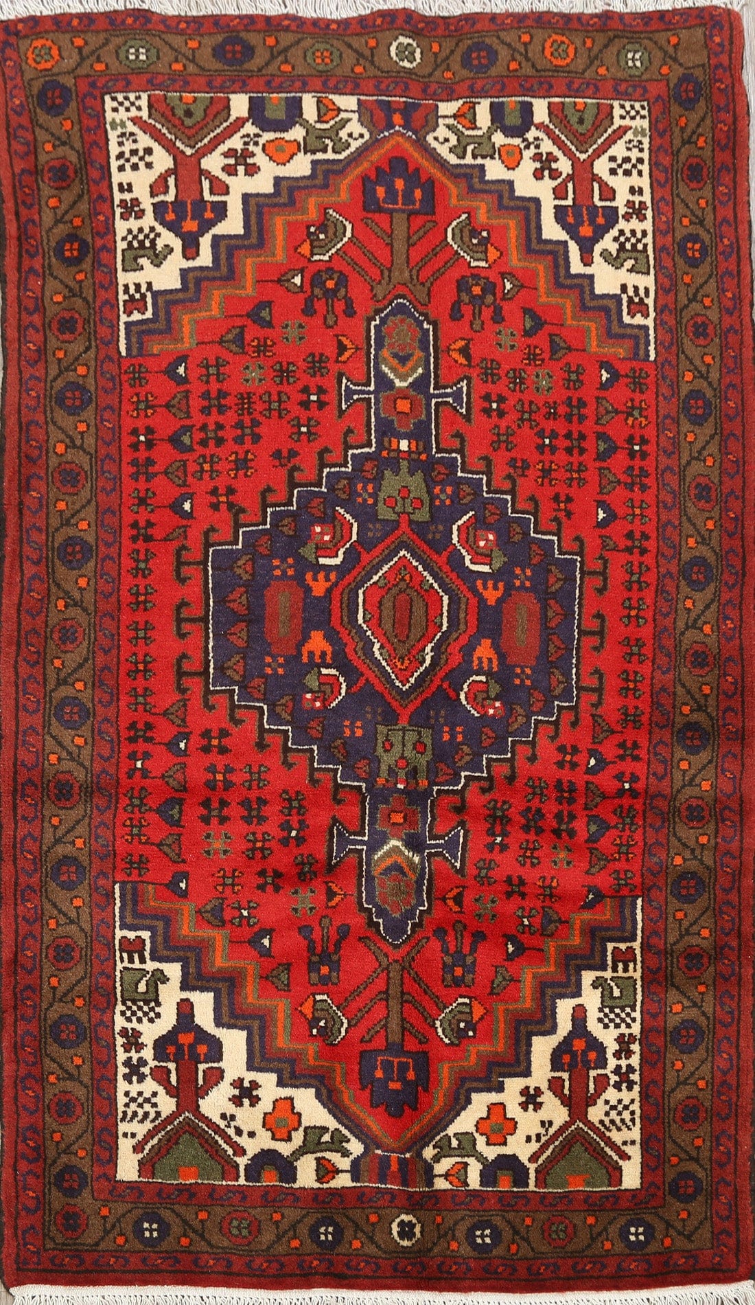 Geometric Hamedan Persian Area Rug 3x5