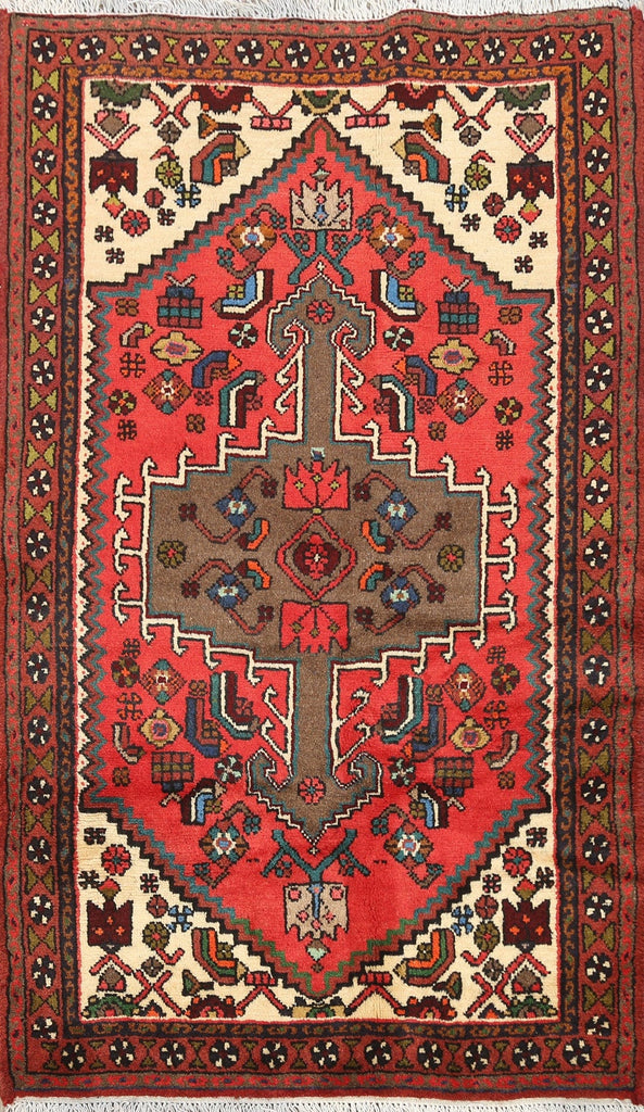 Geometric Hamedan Persian Area Rug 3x5