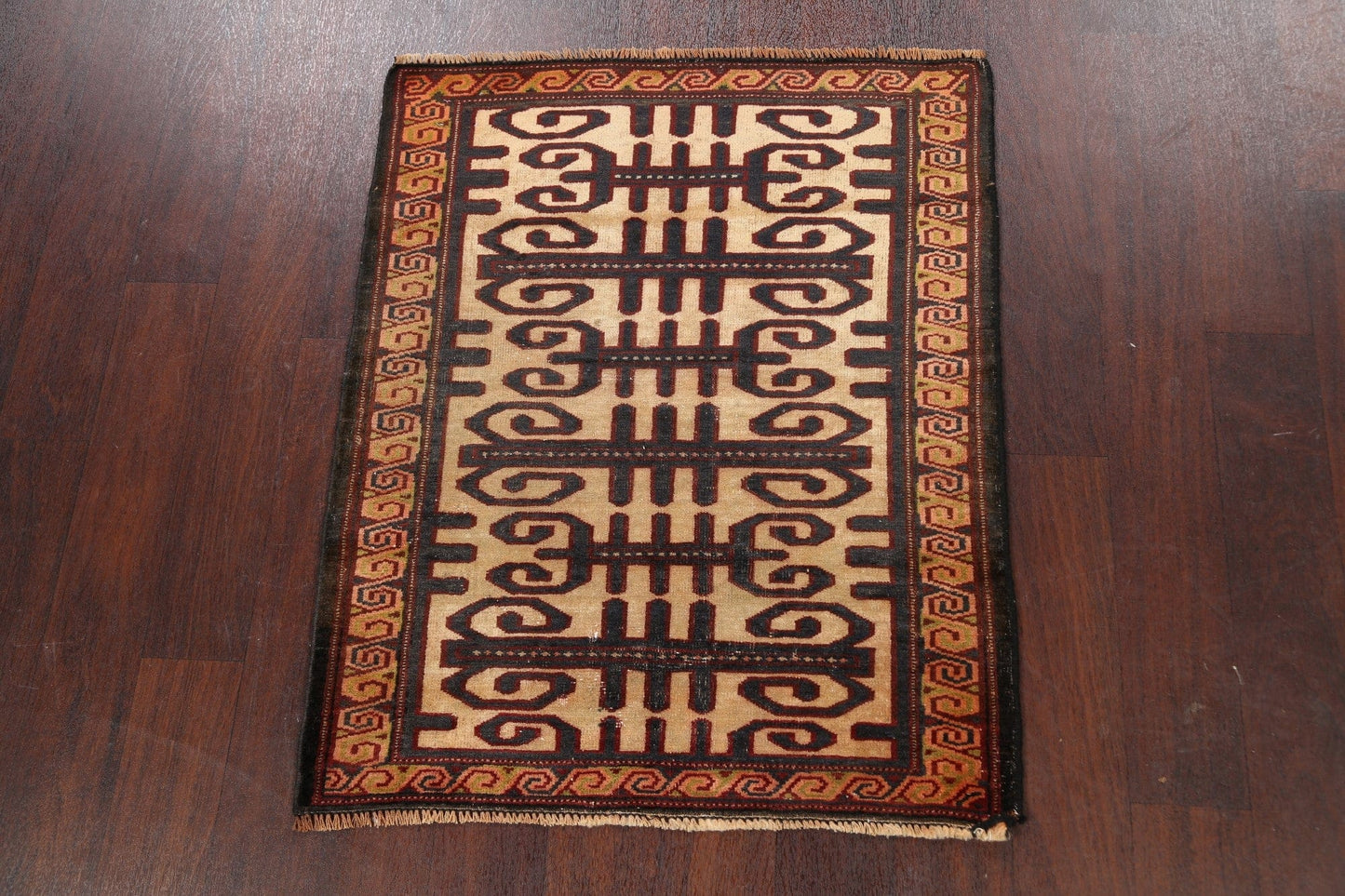 Geometric Balouch Persian Area Rug 3x3