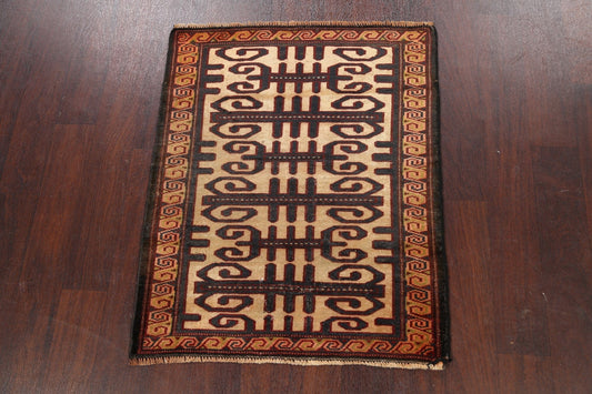 Geometric Balouch Persian Area Rug 3x3