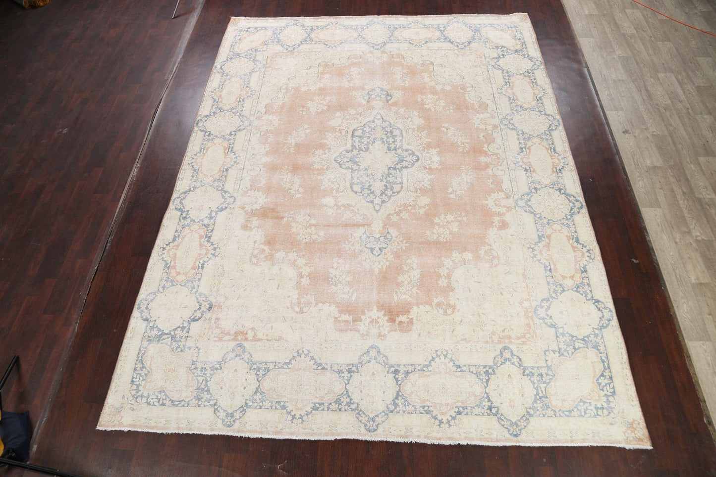 Muted Distressed Kerman Persian Area Rug 10x13