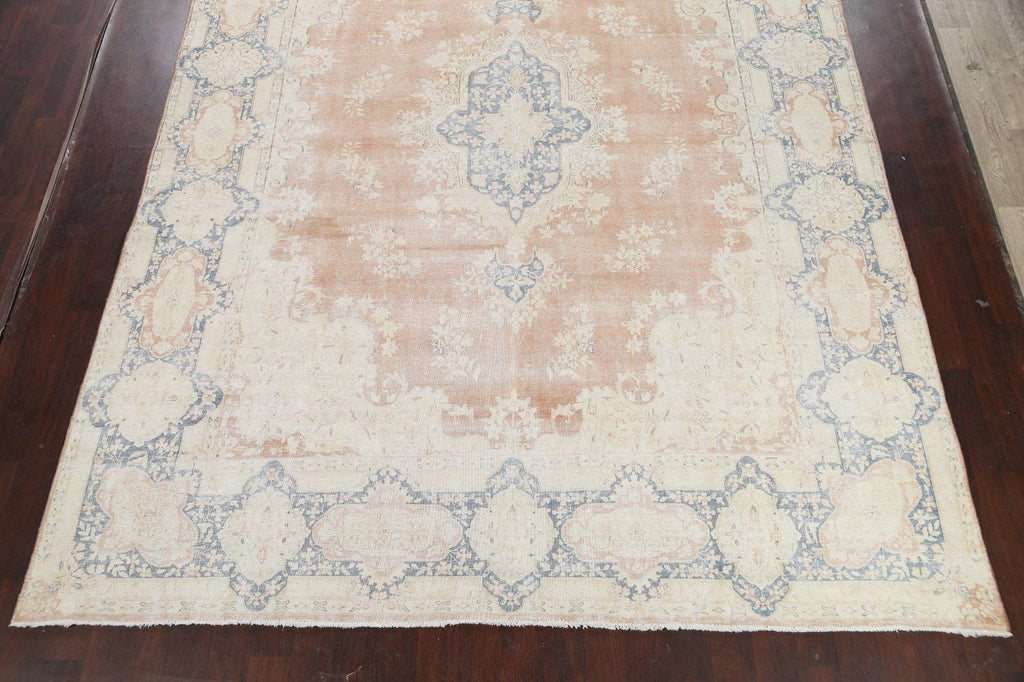 Muted Distressed Kerman Persian Area Rug 10x13