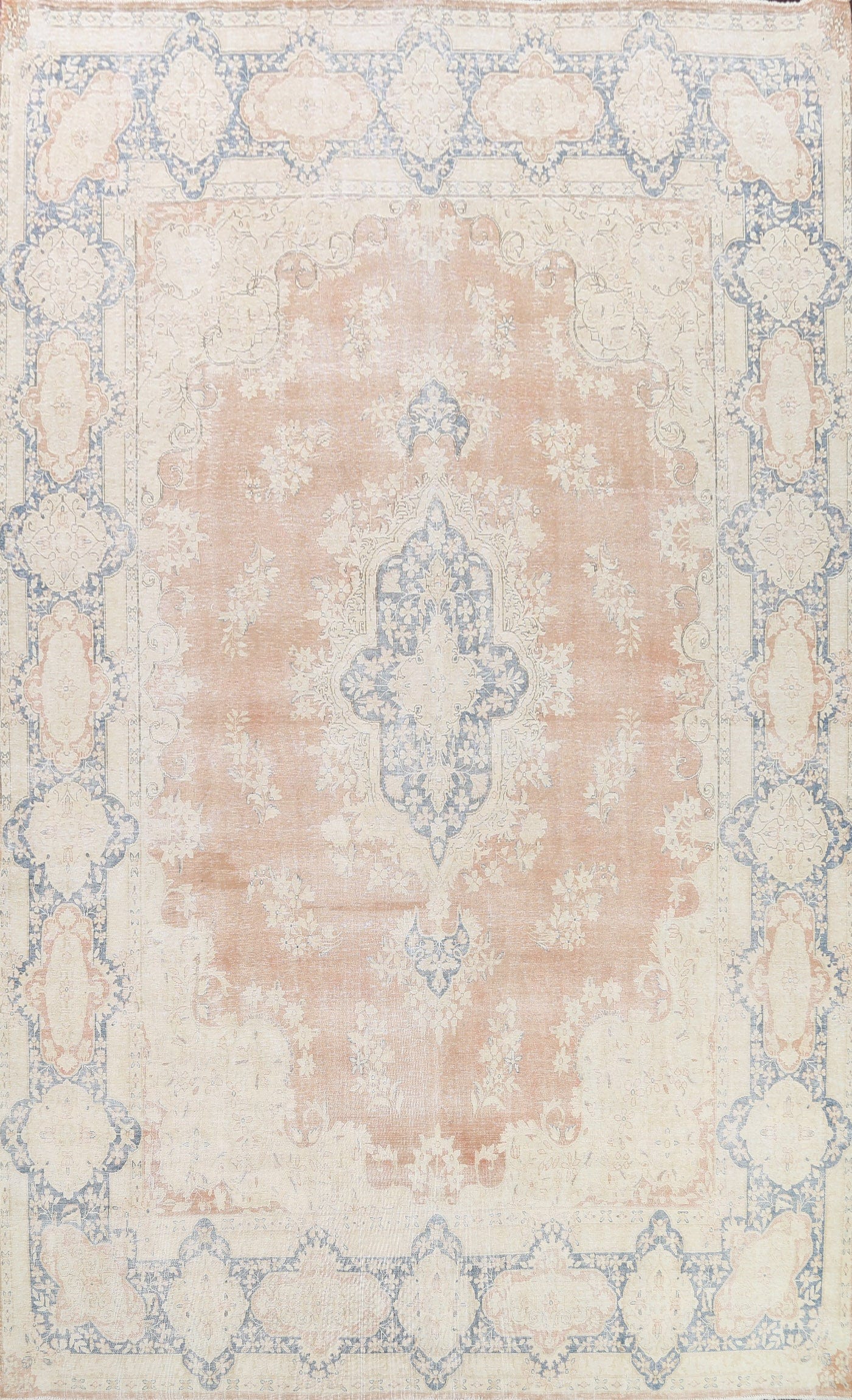 Muted Distressed Kerman Persian Area Rug 10x13