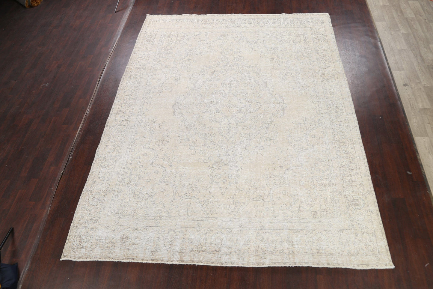 Muted Distressed Tabriz Persian Area Rug 9x12