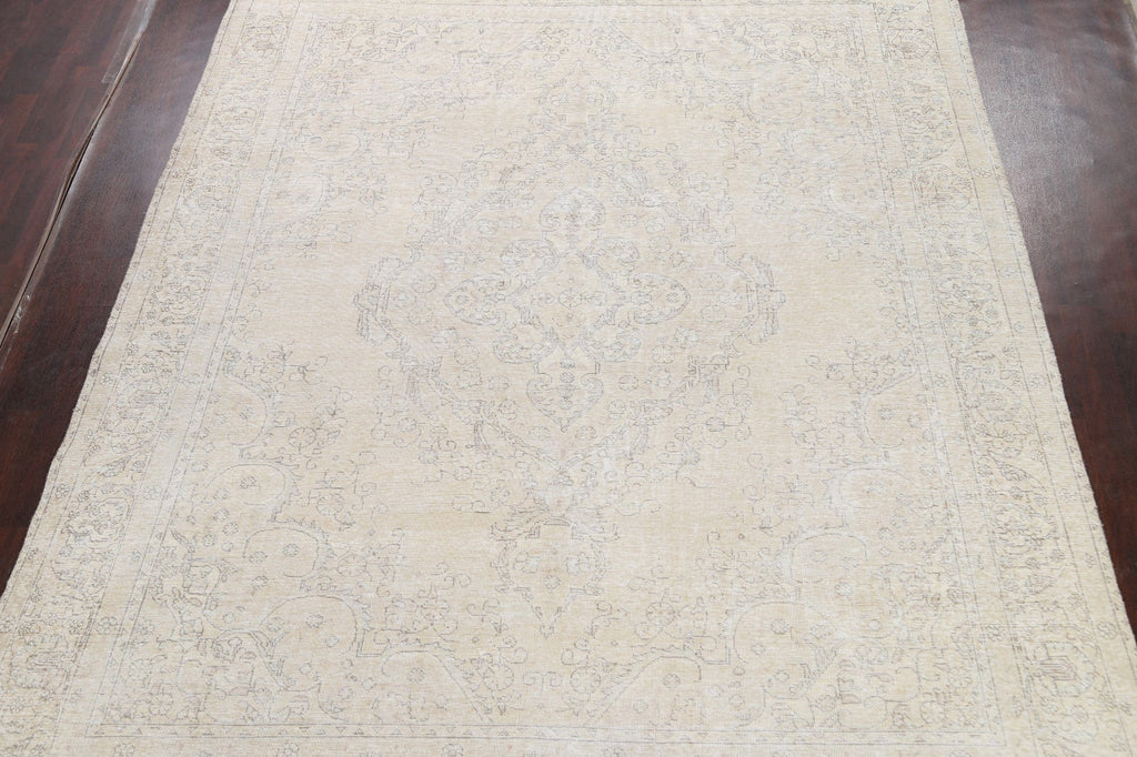 Muted Distressed Tabriz Persian Area Rug 9x12