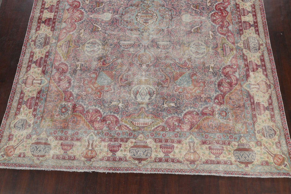 Muted Distressed Kashmar Persian Area Rug 9x12