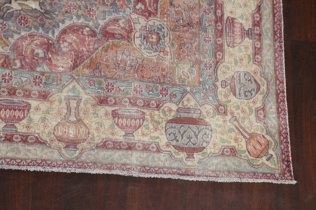 Muted Distressed Kashmar Persian Area Rug 9x12