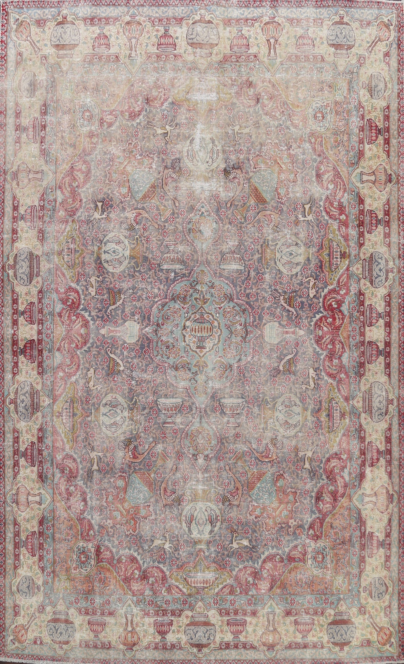 Muted Distressed Kashmar Persian Area Rug 9x12