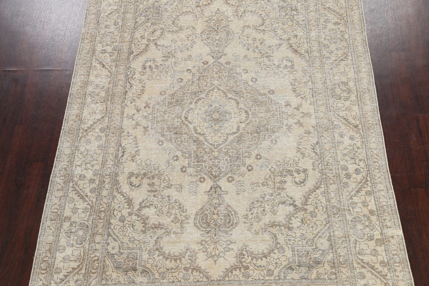 Muted Distressed Tabriz Persian Area Rug 6x9