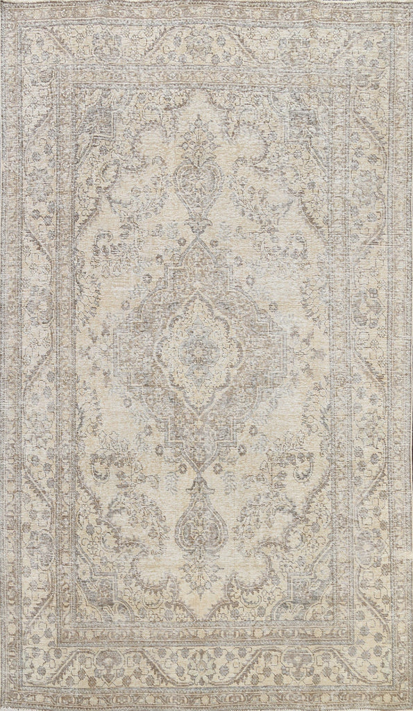 Muted Distressed Tabriz Persian Area Rug 6x9