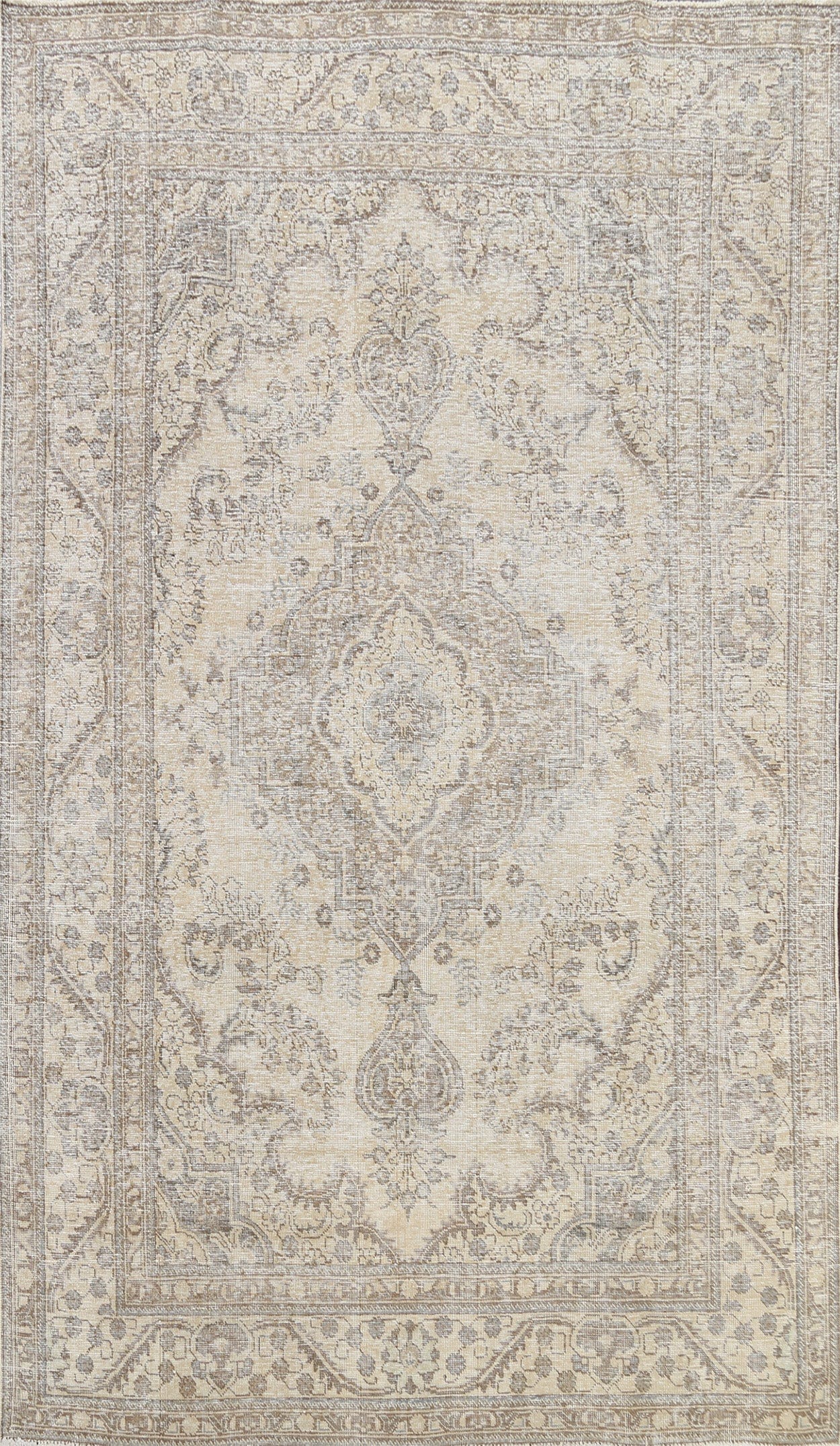 Muted Distressed Tabriz Persian Area Rug 6x9