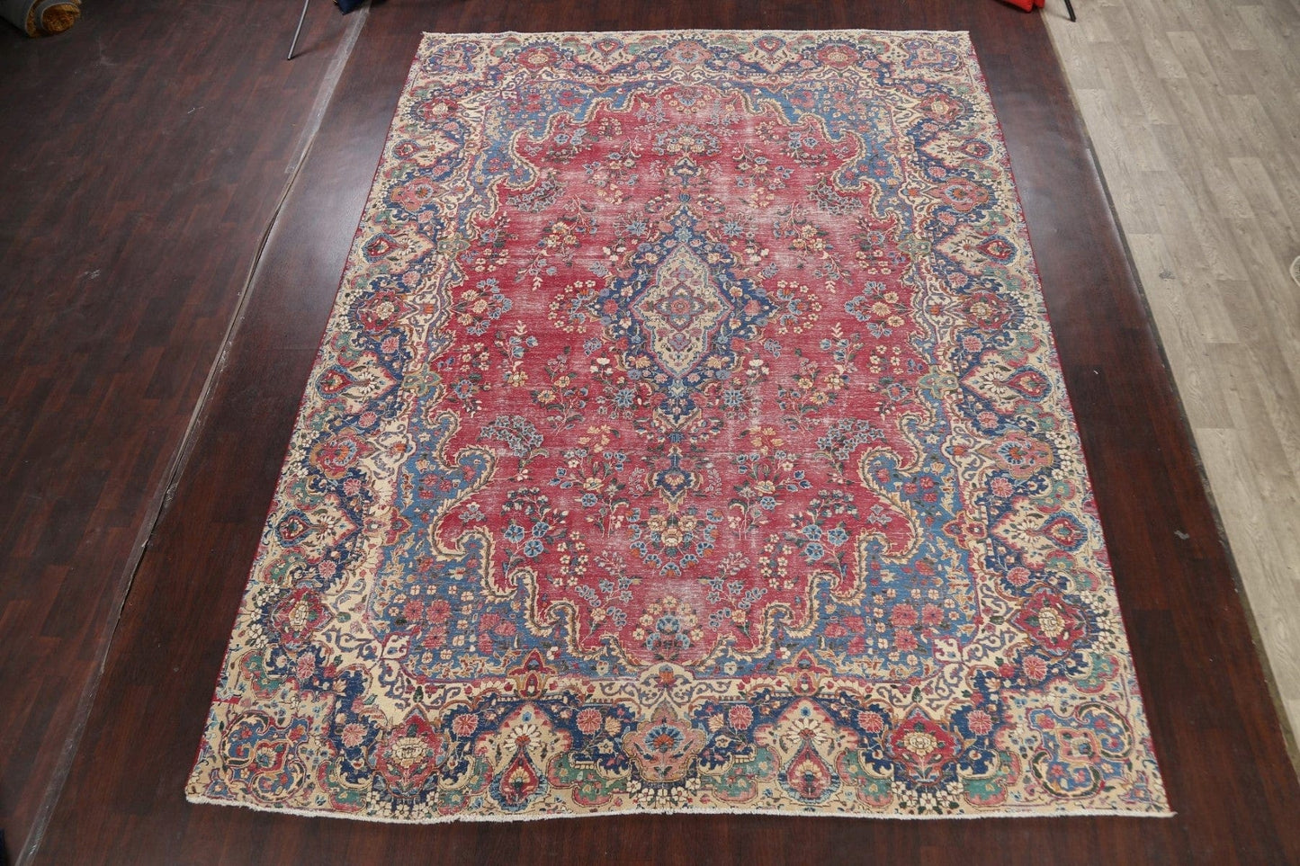 Muted Distressed Kerman Persian Area Rug 10x13