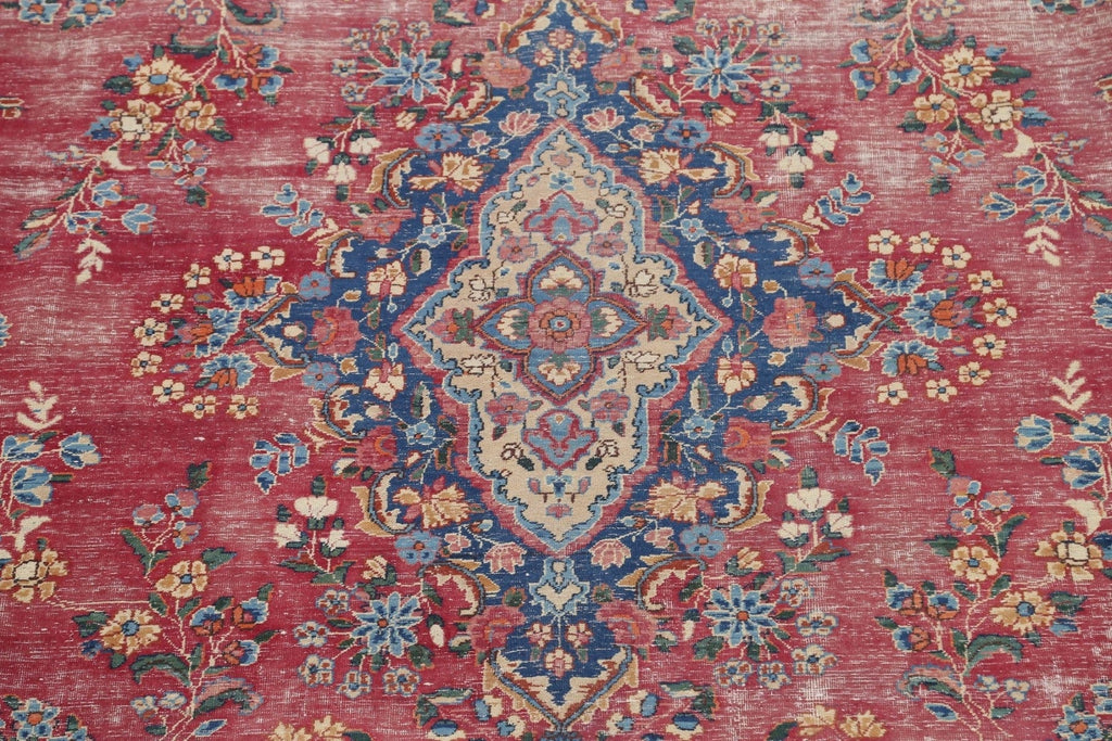 Muted Distressed Kerman Persian Area Rug 10x13