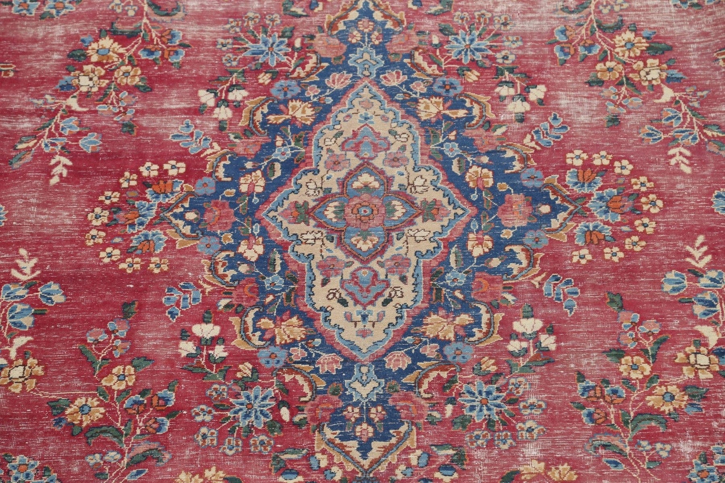 Muted Distressed Kerman Persian Area Rug 10x13