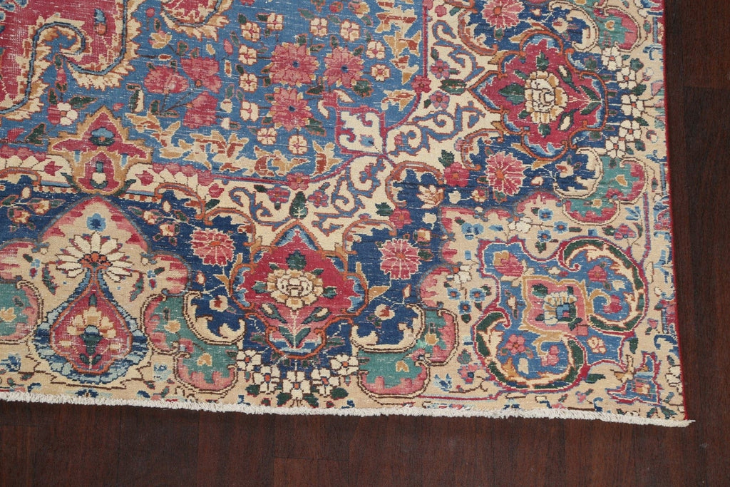 Muted Distressed Kerman Persian Area Rug 10x13