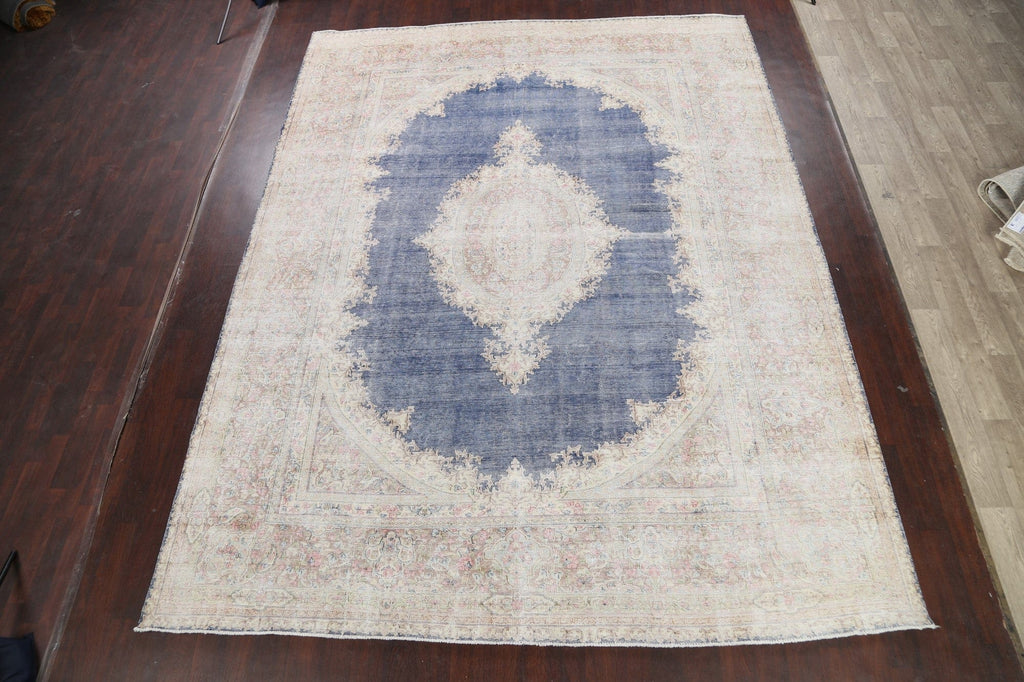 Muted Distressed Kerman Persian Area Rug 10x13