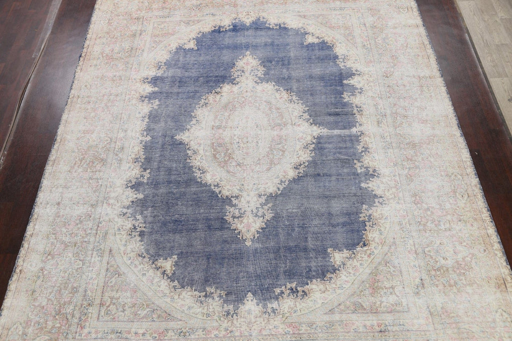 Muted Distressed Kerman Persian Area Rug 10x13