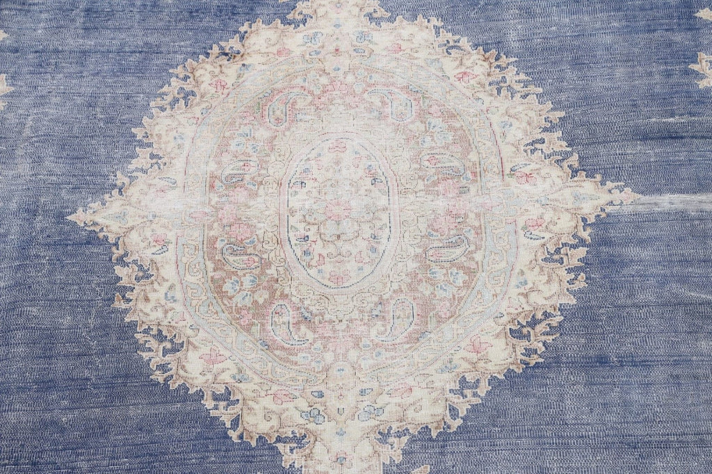 Muted Distressed Kerman Persian Area Rug 10x13