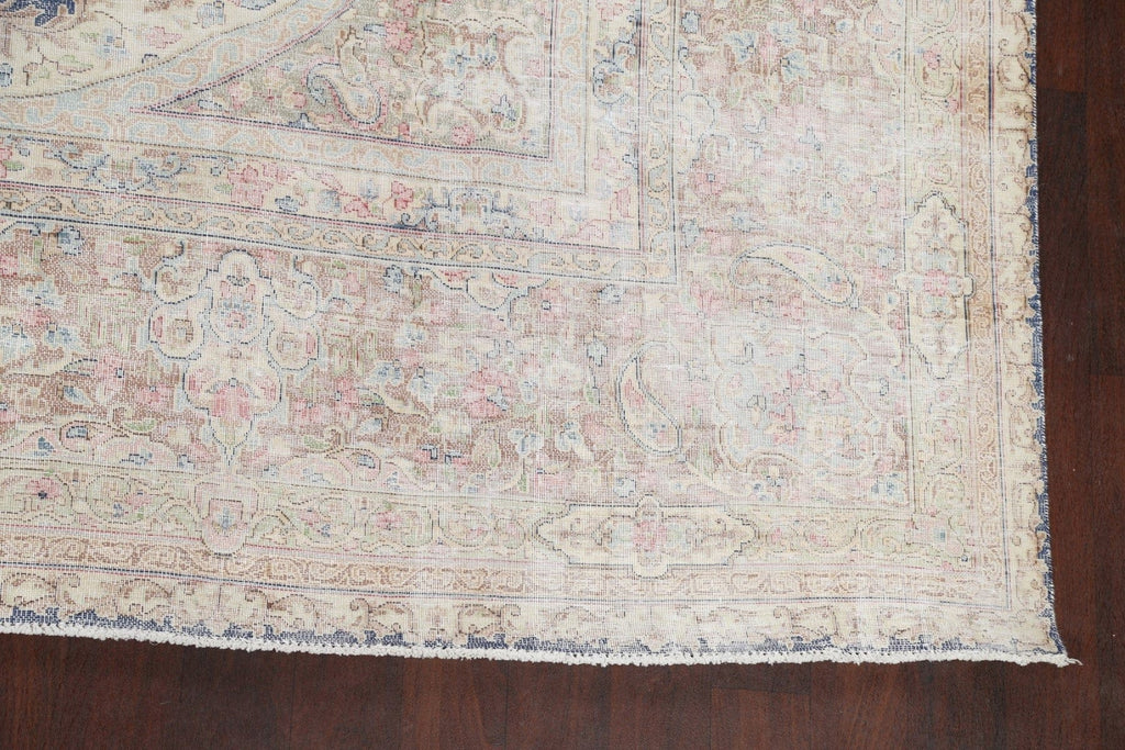 Muted Distressed Kerman Persian Area Rug 10x13