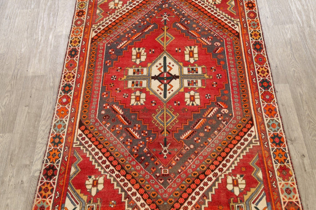 100% Vegetable Dye Geometric Shiraz Persian Area Rug 4x7