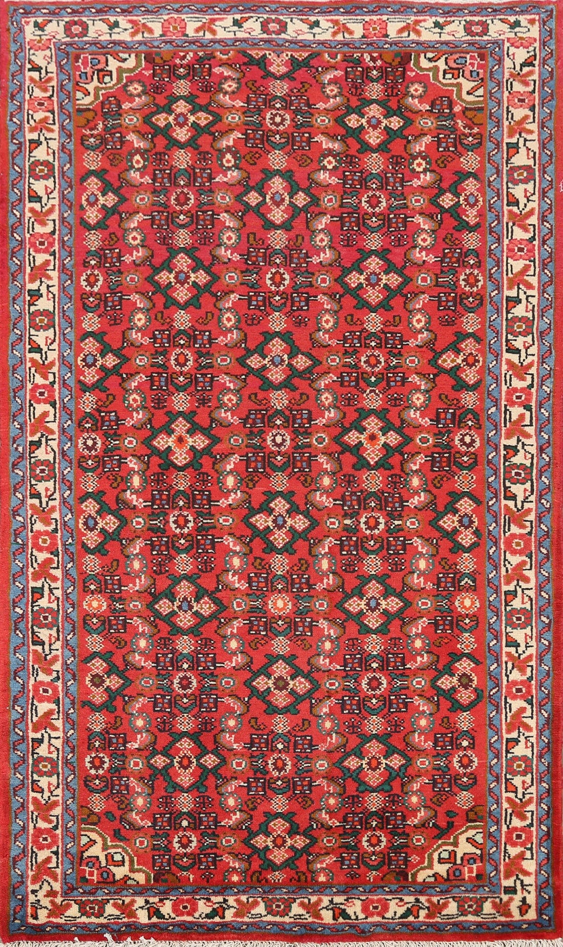 Geometric Hamedan Persian Area Rug 3x5