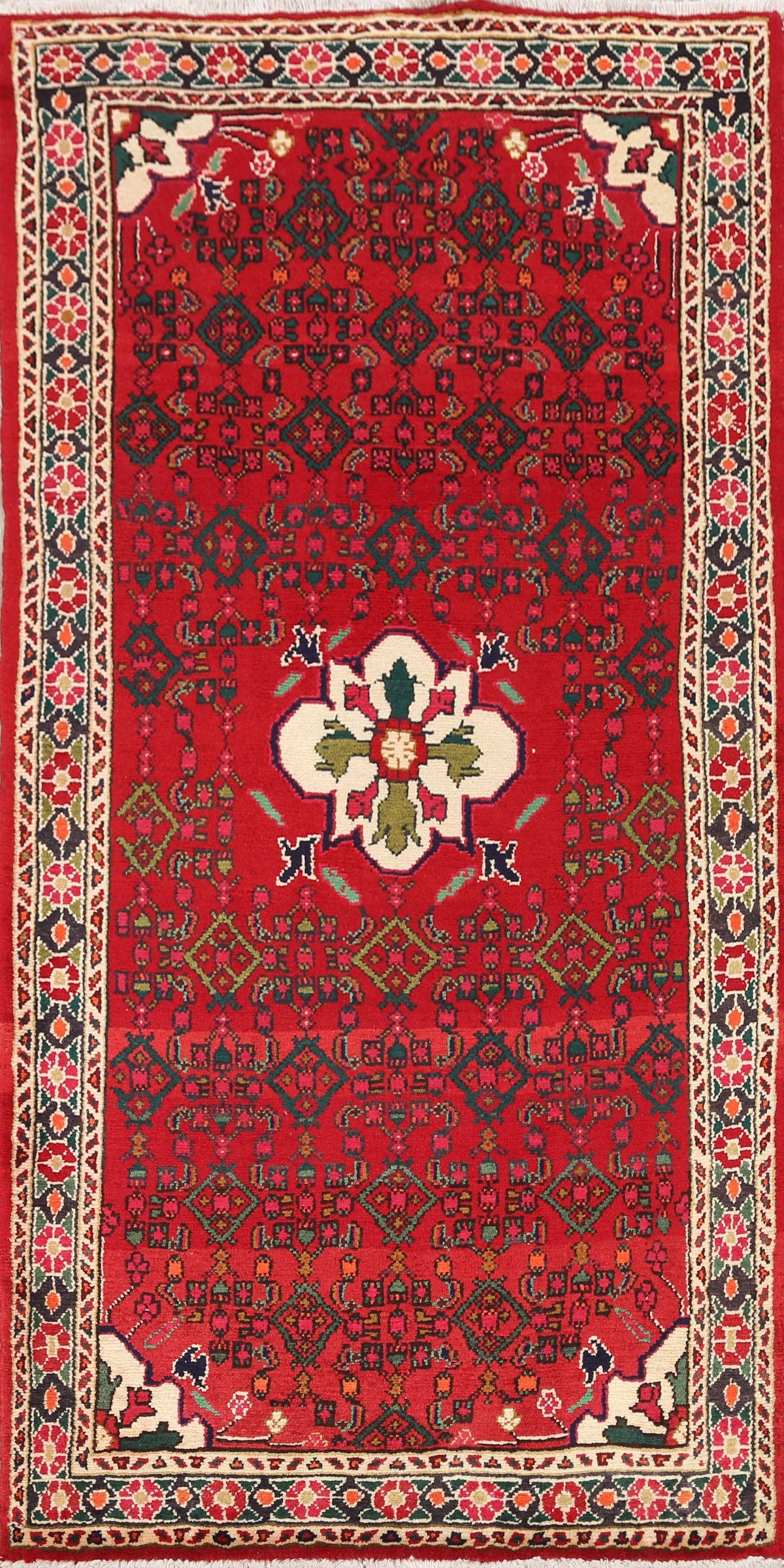 Geometric Hamedan Persian Area Rug 3x6