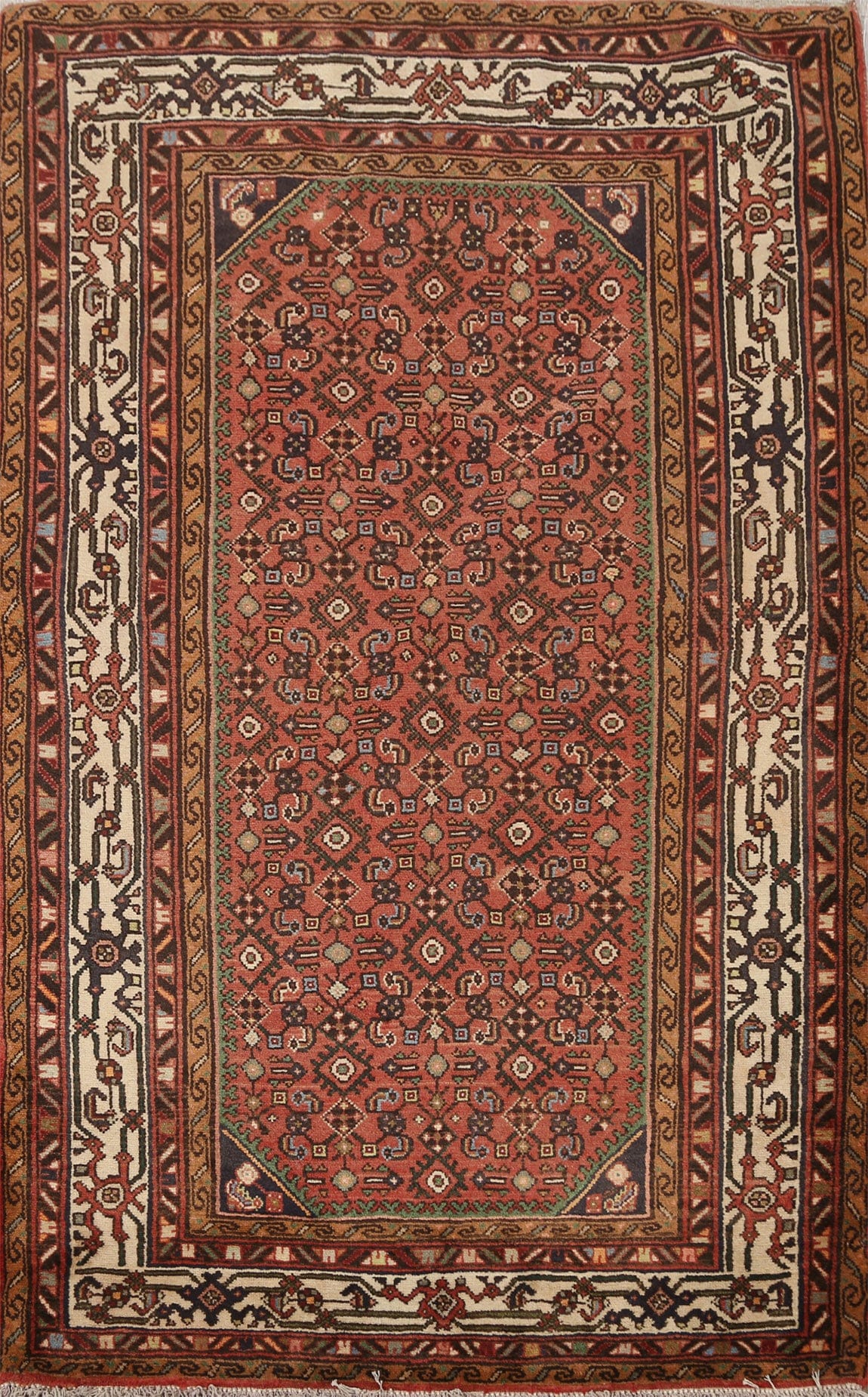 Geometric Hamedan Persian Area Rug 4x6