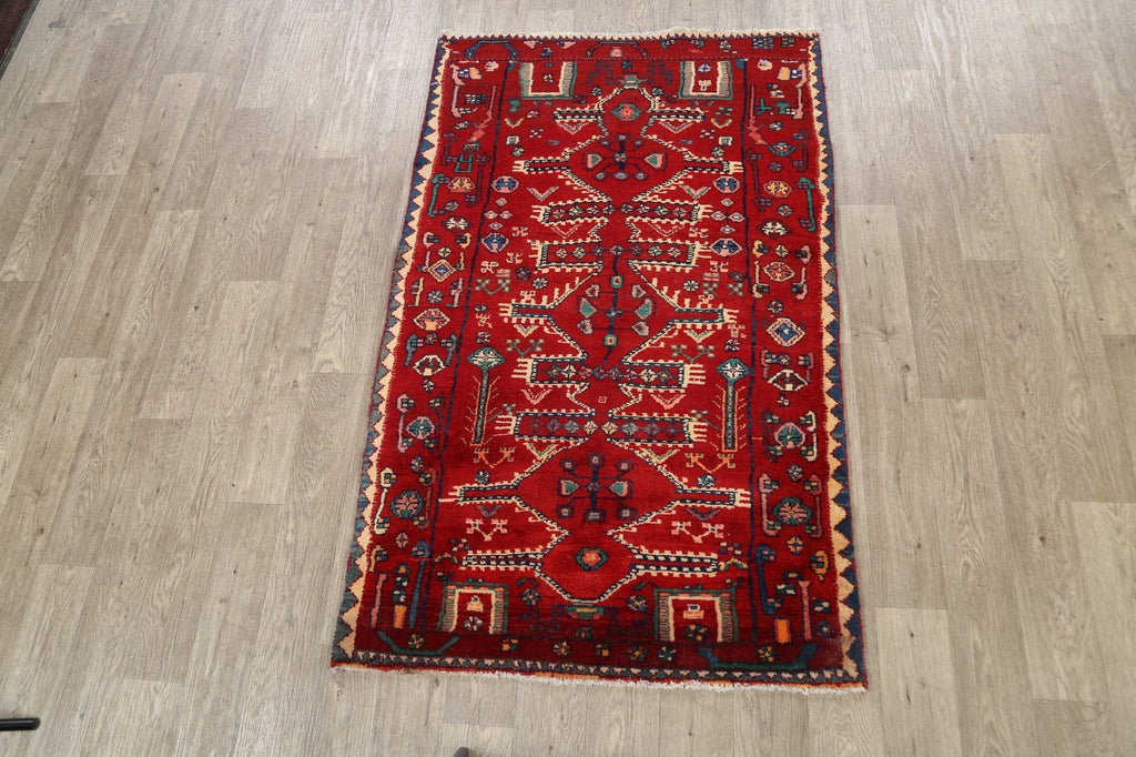 Geometric Hamedan Persian Area Rug 4x6