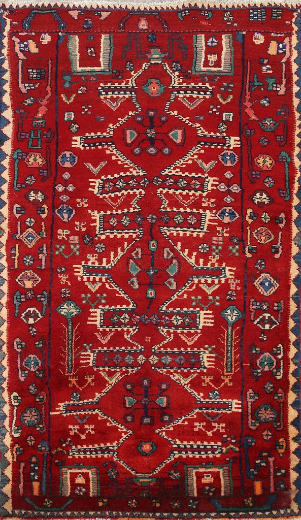 Geometric Hamedan Persian Area Rug 4x6