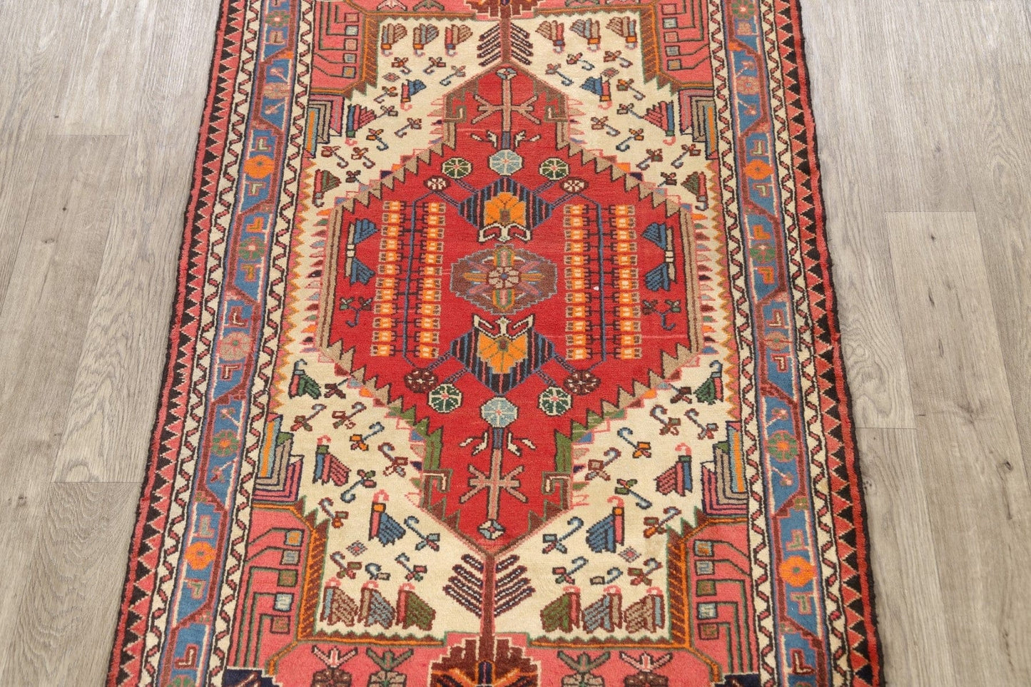 Geometric Hamedan Persian Area Rug 3x5