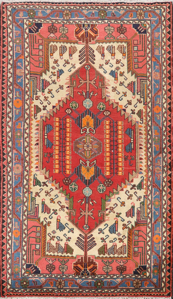 Geometric Hamedan Persian Area Rug 3x5