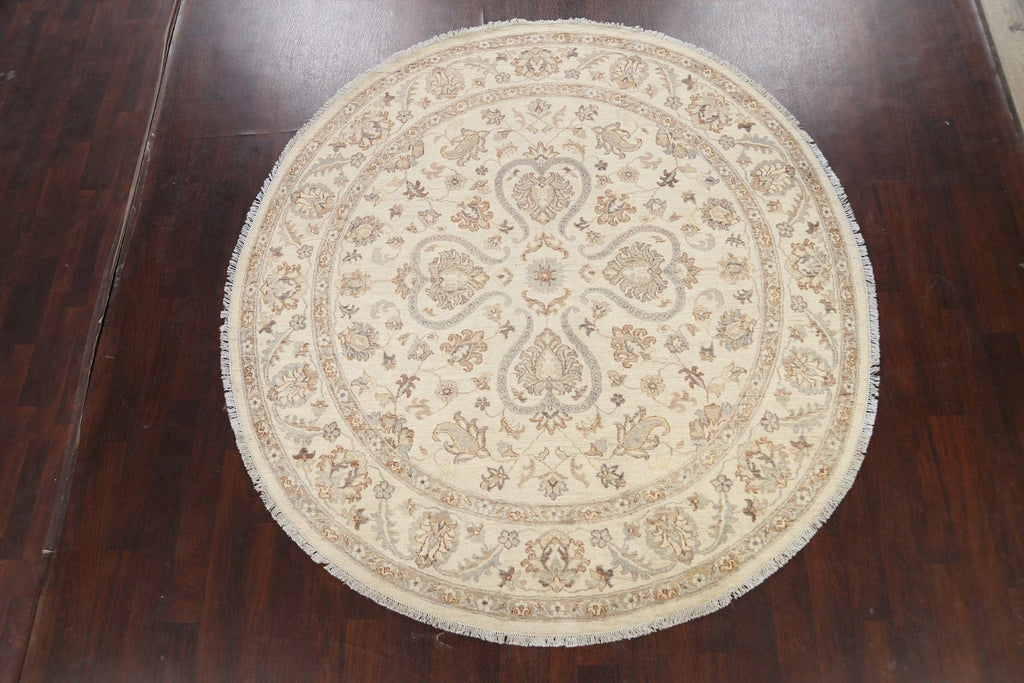 Floral Round Peshawar Oriental Area Rug 8x8