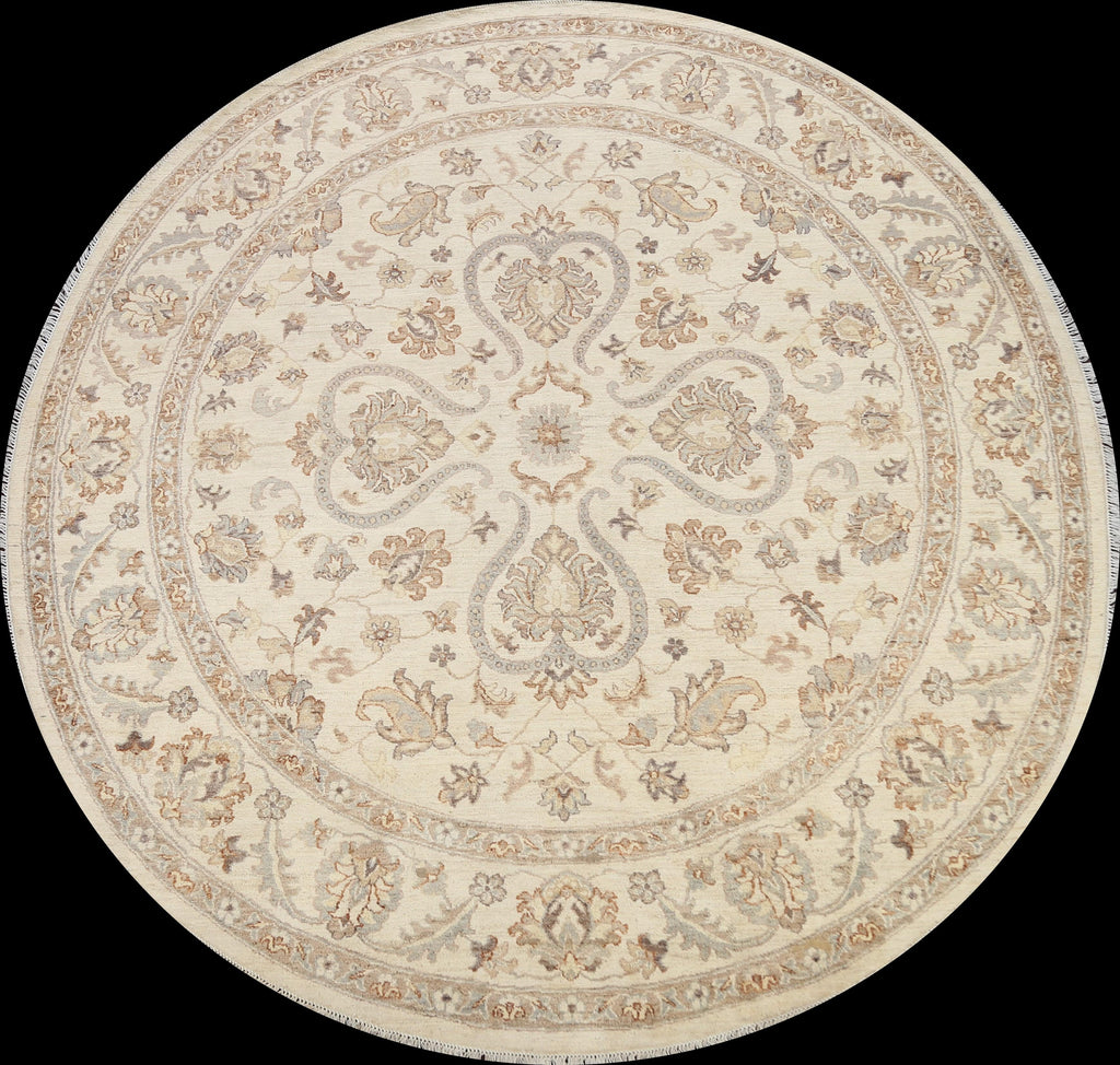 Floral Round Peshawar Oriental Area Rug 8x8