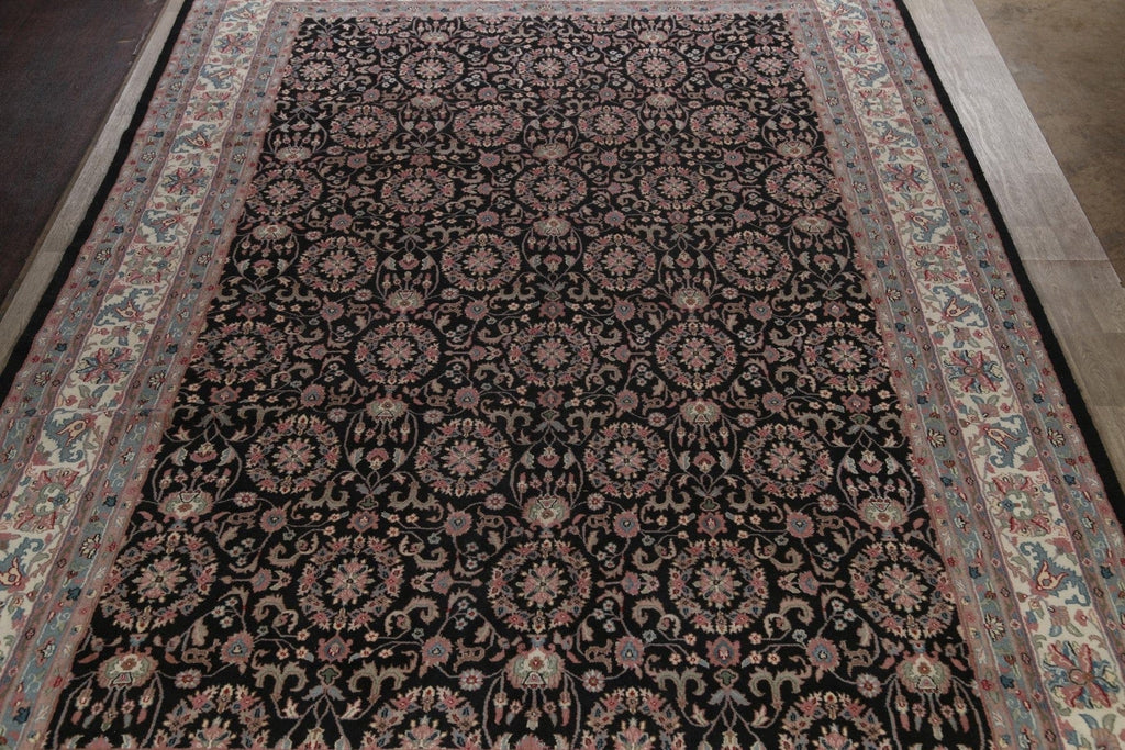 All-Over Black Kashan Oriental Area Rug 12x18 Large