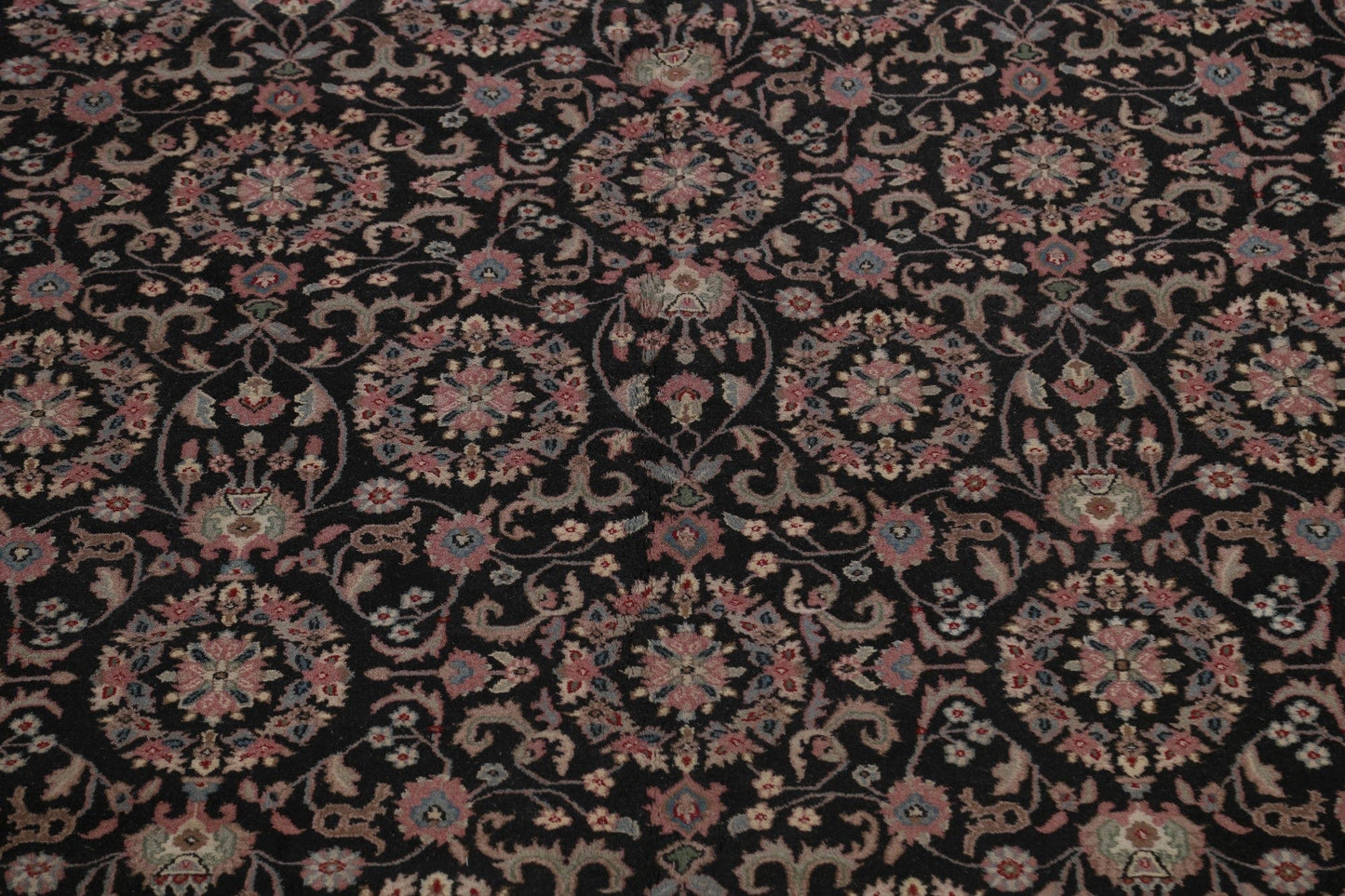 All-Over Black Kashan Oriental Area Rug 12x18 Large