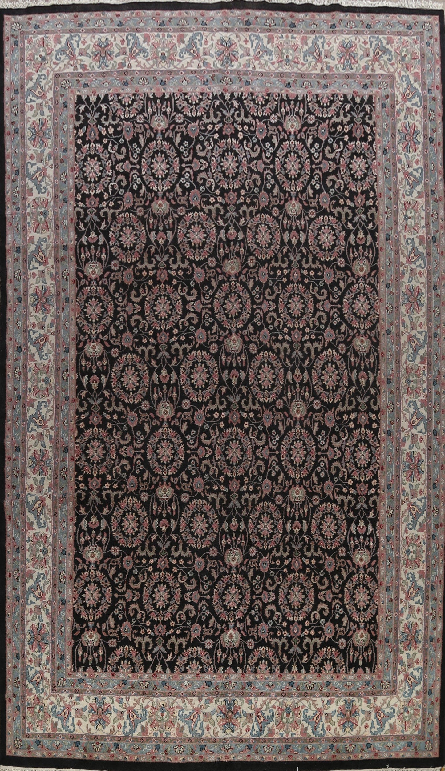 All-Over Black Kashan Oriental Area Rug 12x18 Large