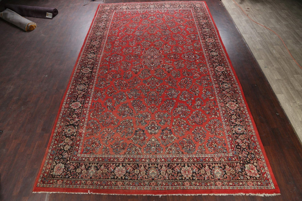 100% Vegetable Dye Floral Sarouk Persian Area Rug 11x18