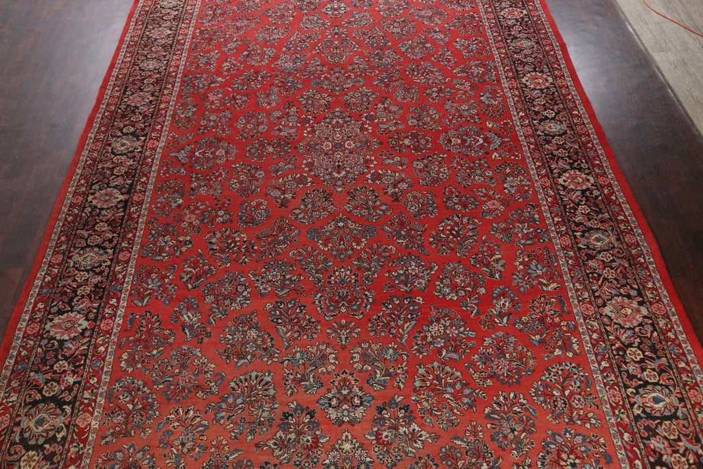 100% Vegetable Dye Floral Sarouk Persian Area Rug 11x18