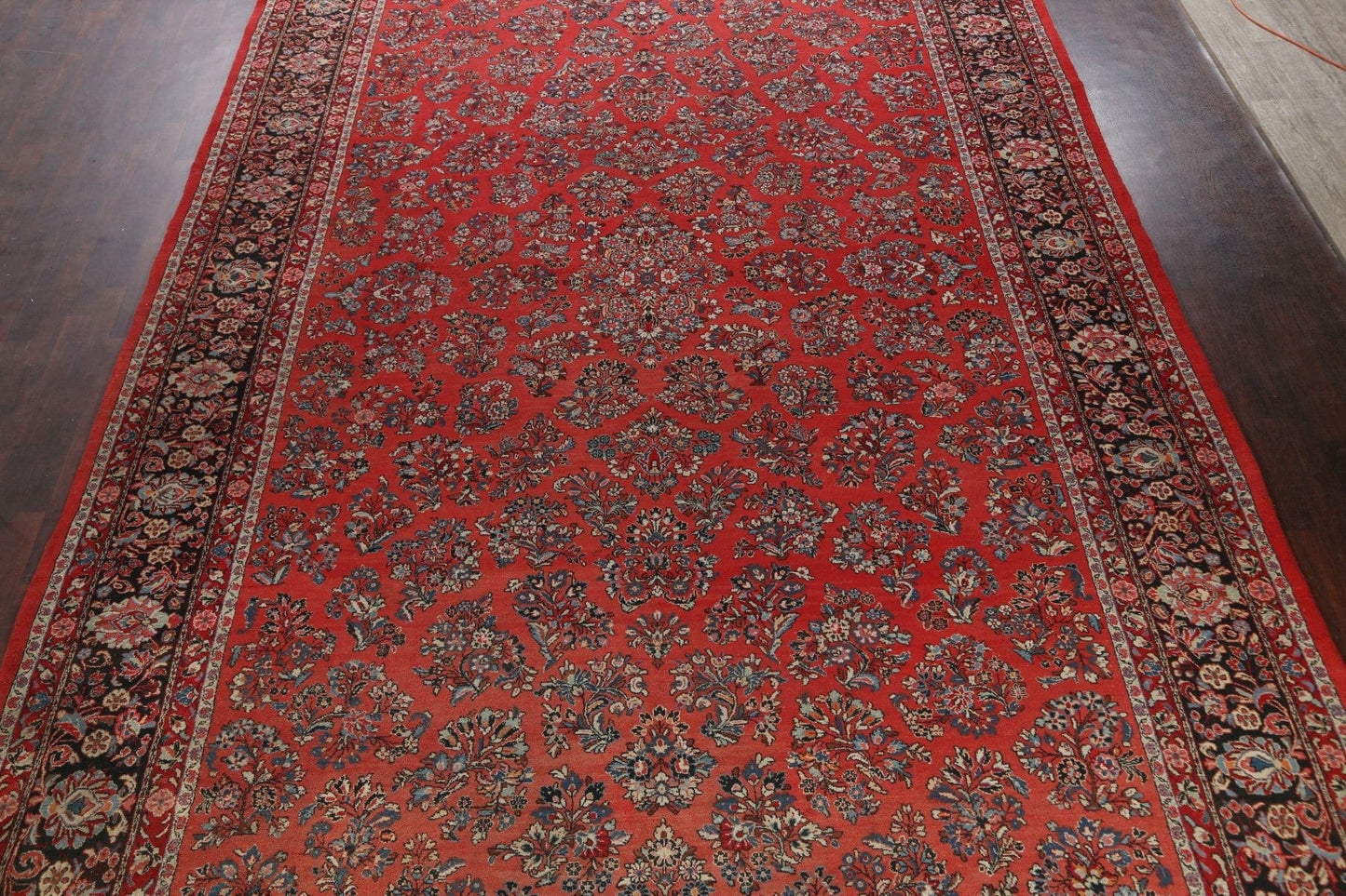 100% Vegetable Dye Floral Sarouk Persian Area Rug 11x18