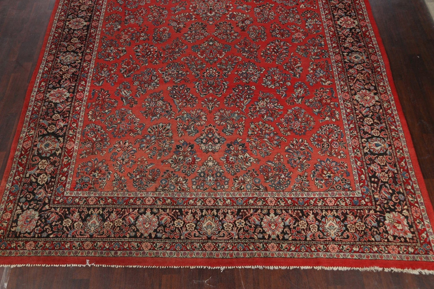 100% Vegetable Dye Floral Sarouk Persian Area Rug 11x18