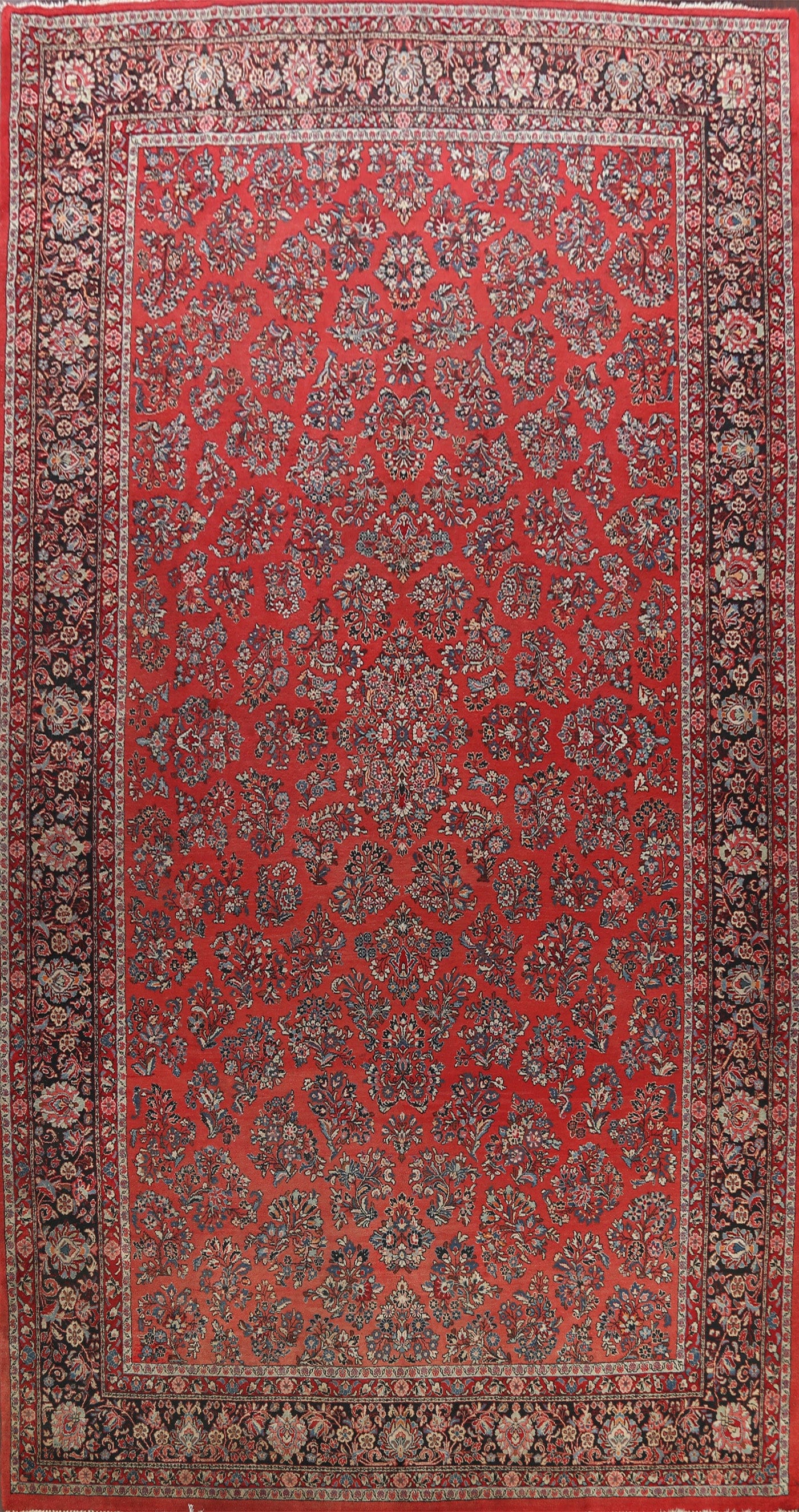 100% Vegetable Dye Floral Sarouk Persian Area Rug 11x18