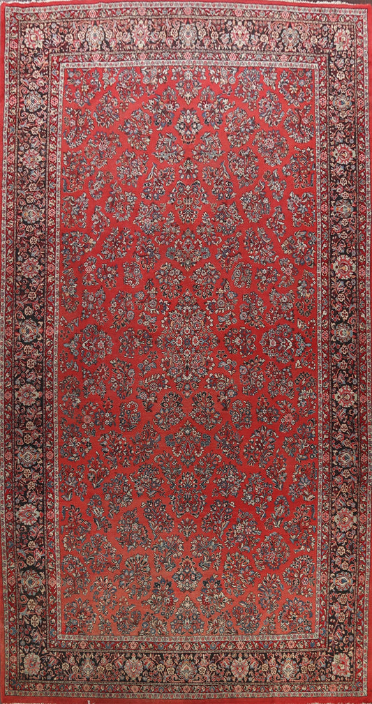 100% Vegetable Dye Floral Sarouk Persian Area Rug 11x18