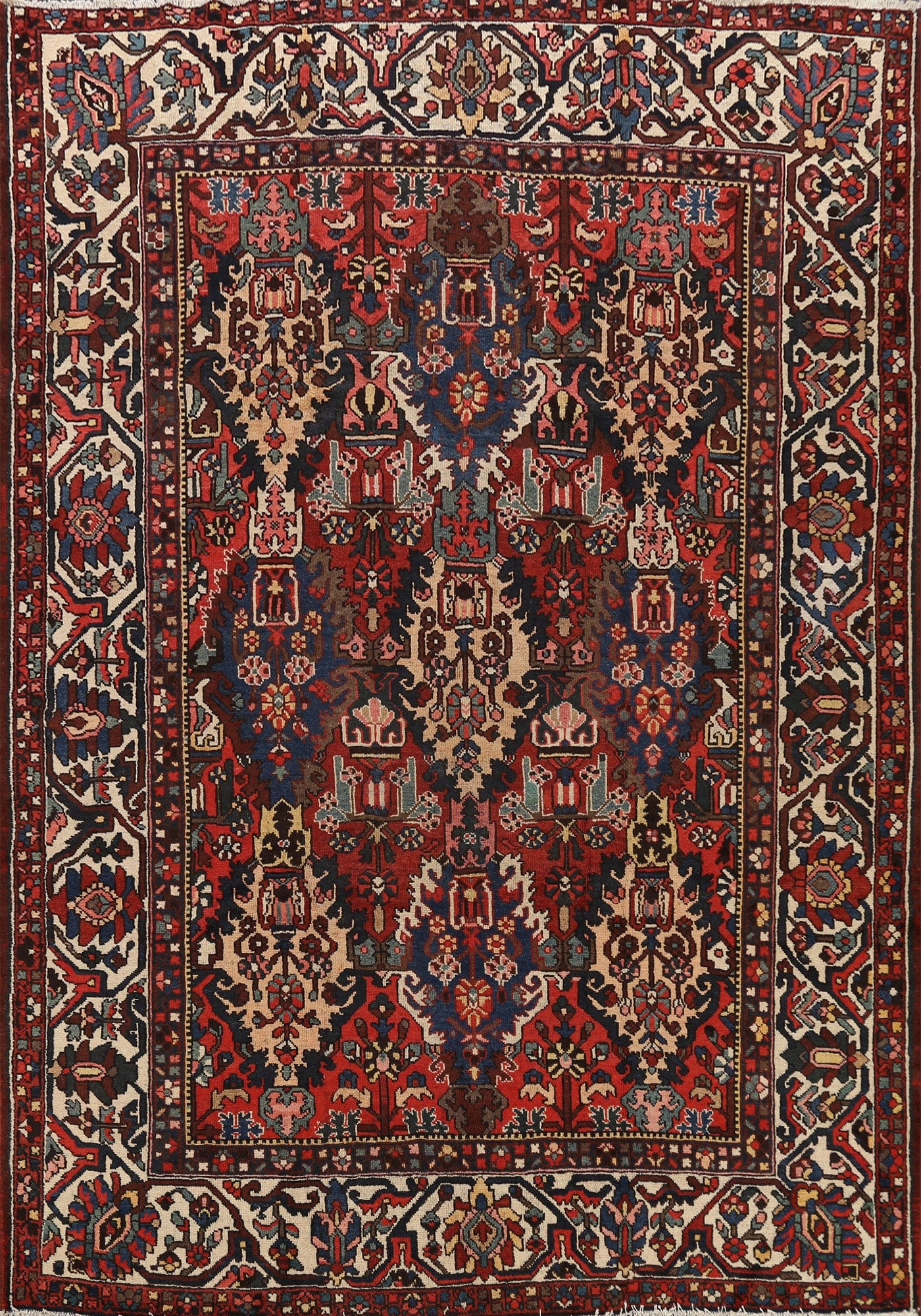 Antique 100% Vegetable Dye Bakhtiari Persian Area Rug 9x10