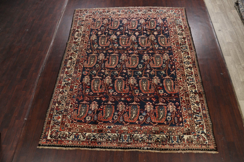 Navy Blue Floral Bakhtiari Persian Area Rug 9x11