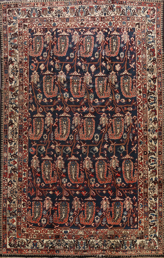 Navy Blue Floral Bakhtiari Persian Area Rug 9x11